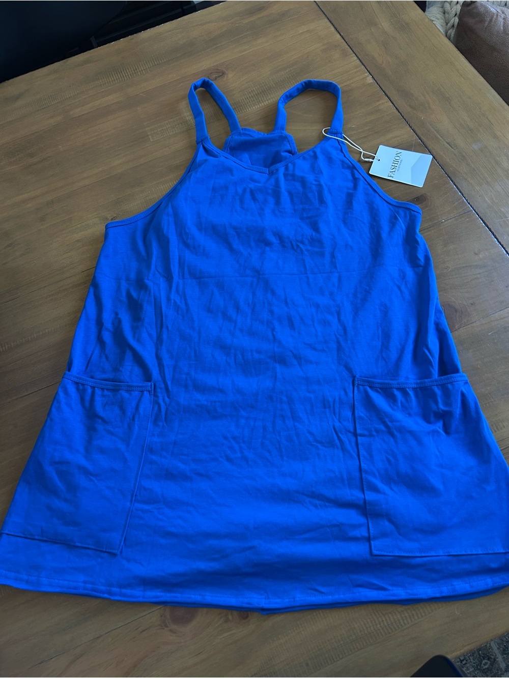 NWT Athletic Mini Dress Built-in Shorts Scoop Neck Sundress with Pockets - Picture 12 of 16